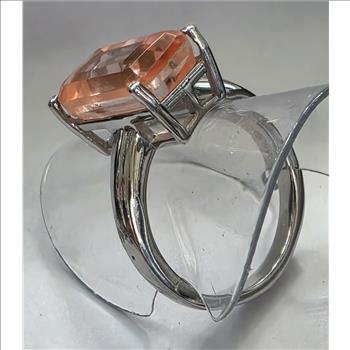 No Reserve Morganite Emerald Cut RIng Size 6