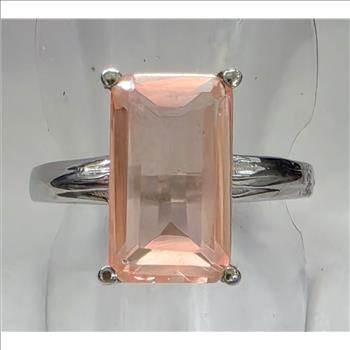 No Reserve Morganite Emerald Cut RIng Size 8