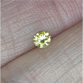 No Reserve .13 ct VS1 Natural Yellow Diamond Round Cut Loose Gemstone