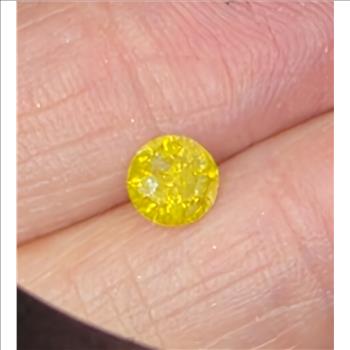 No Reserve .73 ct Natural Yellow Diamond Round Cut Loose Gemstone