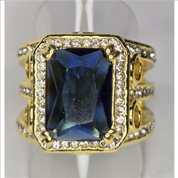 No Reserve Sapphire & Austrian Crystal Ring Size 7