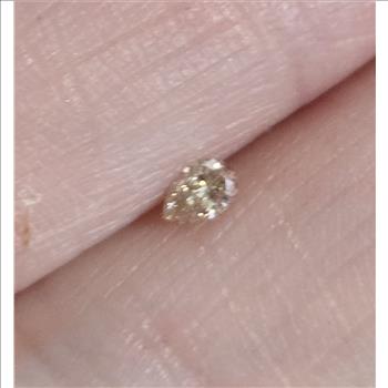 No Reserve  .15 ct Natural Champagne Diamond Pear Cut Loose Gemstone