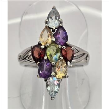 No Reserve Natural Multi Gemstone Ring Size 6