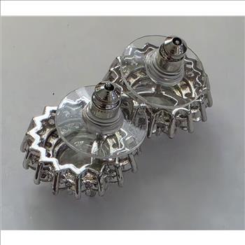 No Reserve Natural Greenh Amethyst & Zircon Stud Eaerrings