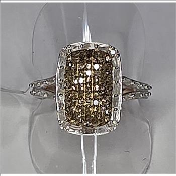 No Reserve  1.03 ct Natural Diamond .925 Sterling Silver Ring Size 8