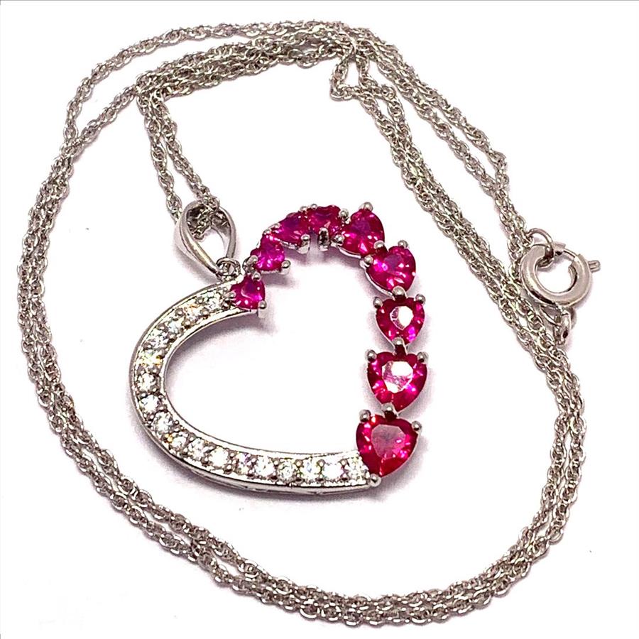 18k Gold Overlay 2.00ctw Ruby & Diamonique Diamond Heart Necklace