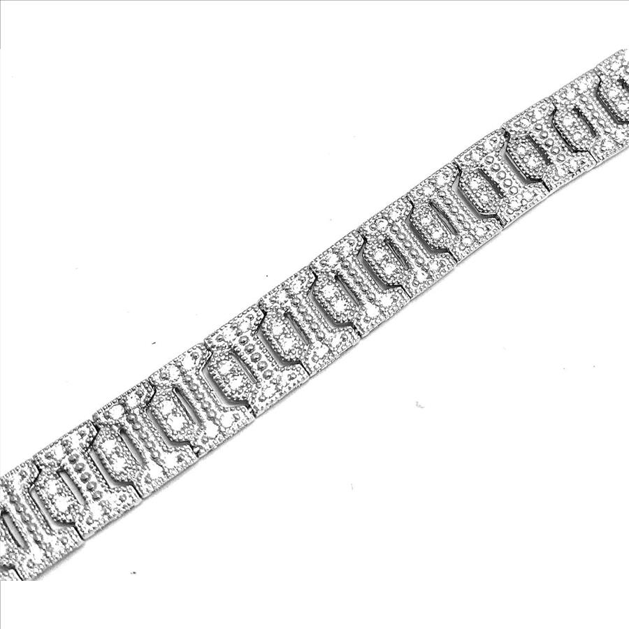 Antique Style 18k Gold & .925 Sterling Silver 1.50ctw Diamonique Diamond Tennis Bracelet