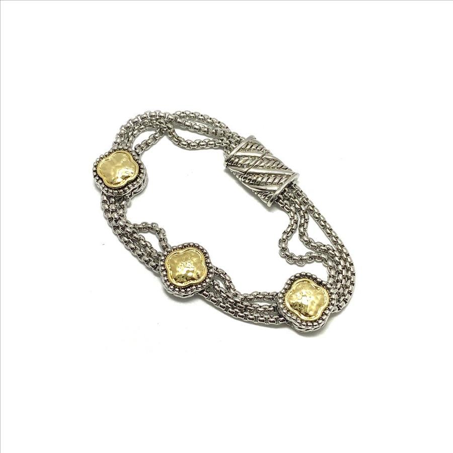 MultiStrand Chain Bracelet TwoTone 18k Gold Over Clasp