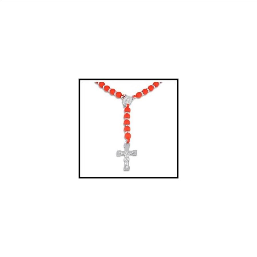 Stainless Steel & Red Silicone Necklace, Prayer Beads