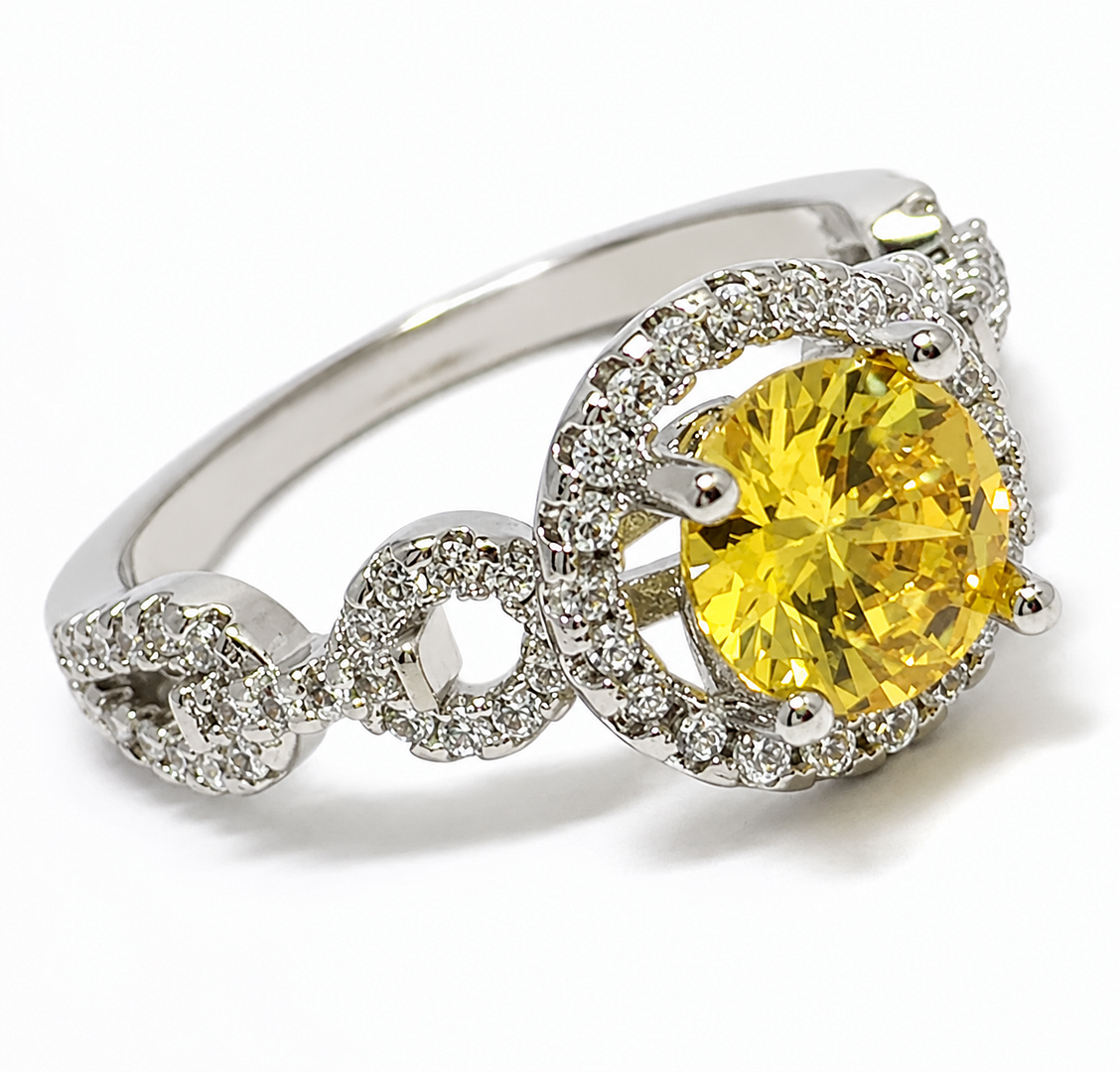1.00ctw Citrine & Diamonique Diamond Ring
