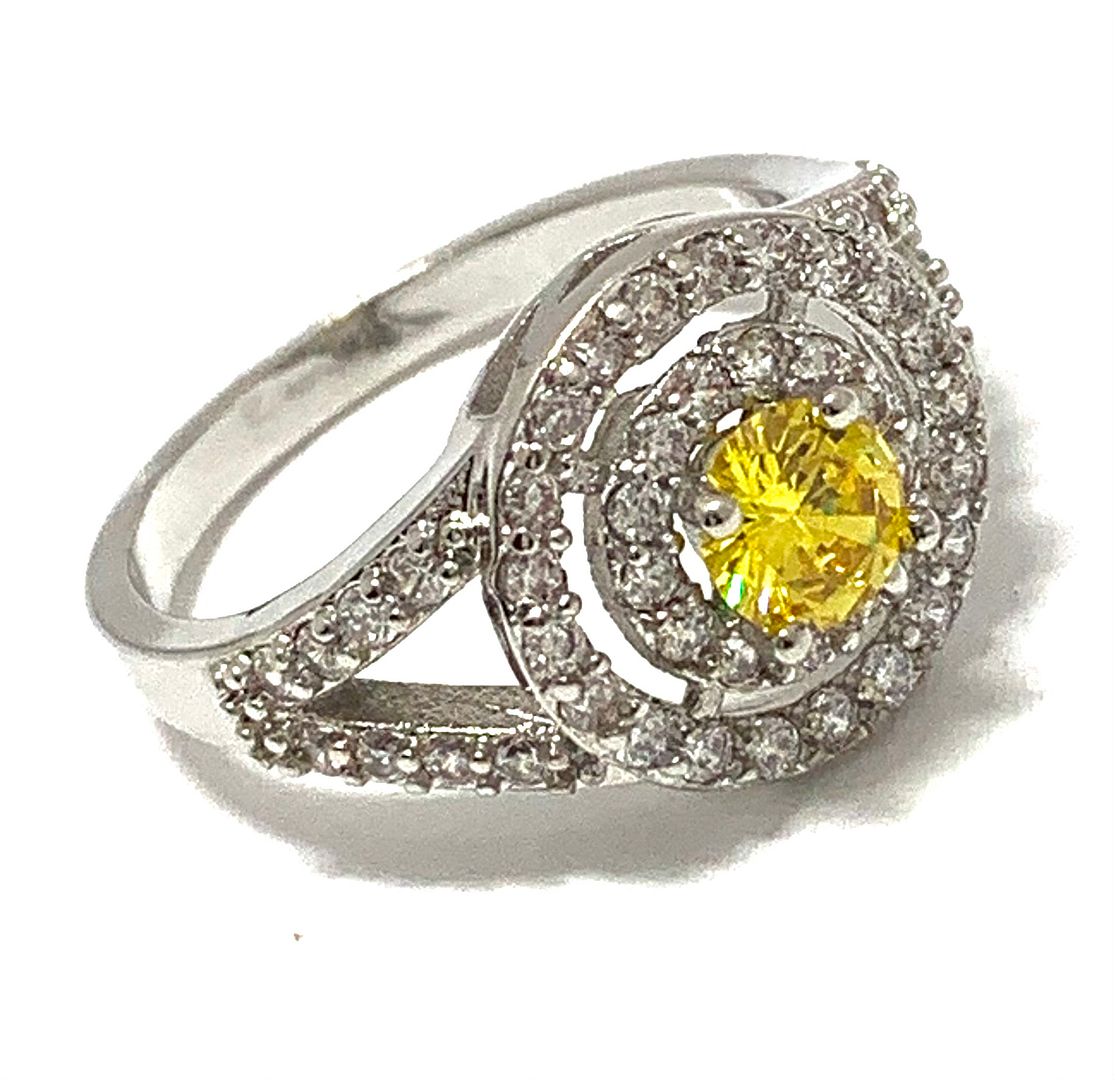 1.00ctw Citrine & Diamonique Diamond Ring