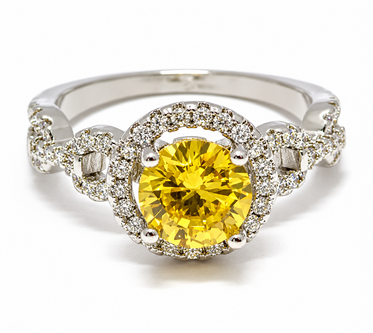 1.00ctw Citrine & Diamonique Diamond Ring