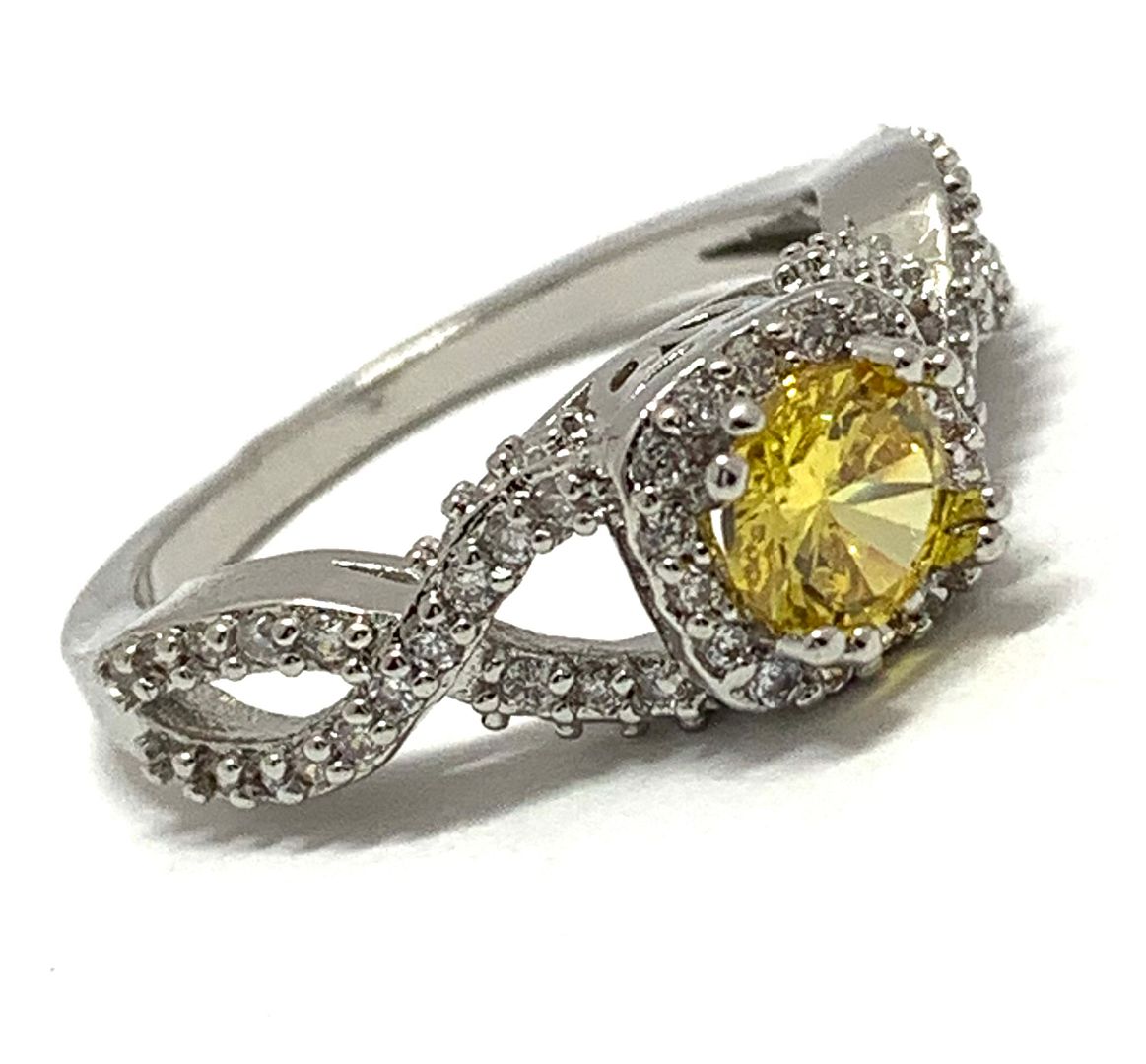 1.00ctw Citrine & Diamonique Diamond Ring   sz7