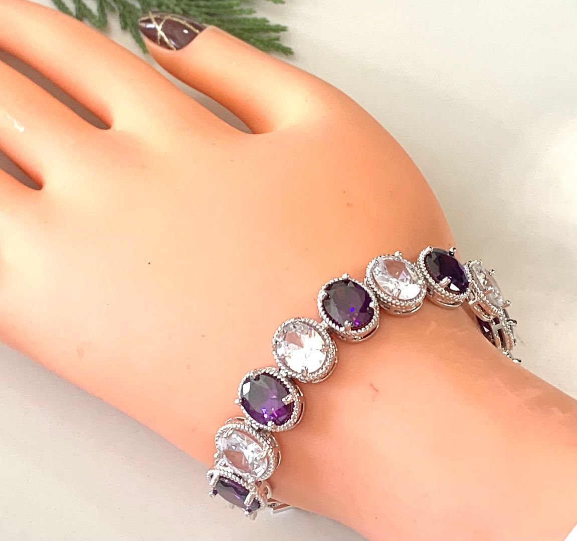 115.00CTW Moissanite & Amethyst Large Tennis Bracelet