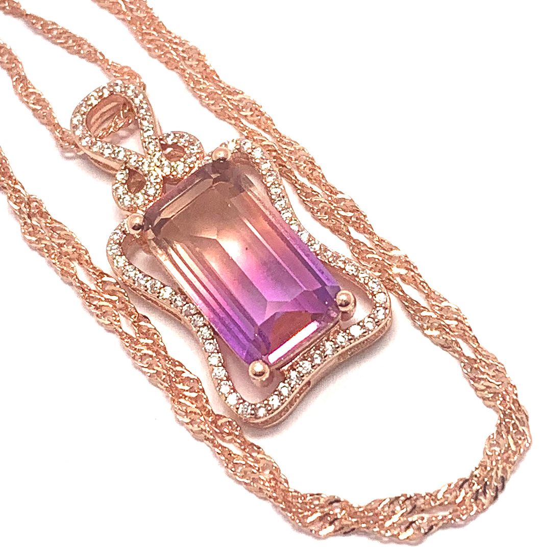 16.00ctw Ametrine & CZ Fancy Necklace