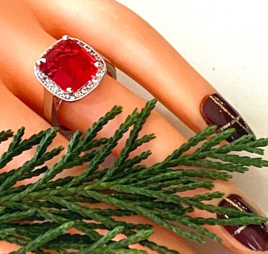 16.50ctw Ruby & Diamonique Diamond Ring Size 6.5