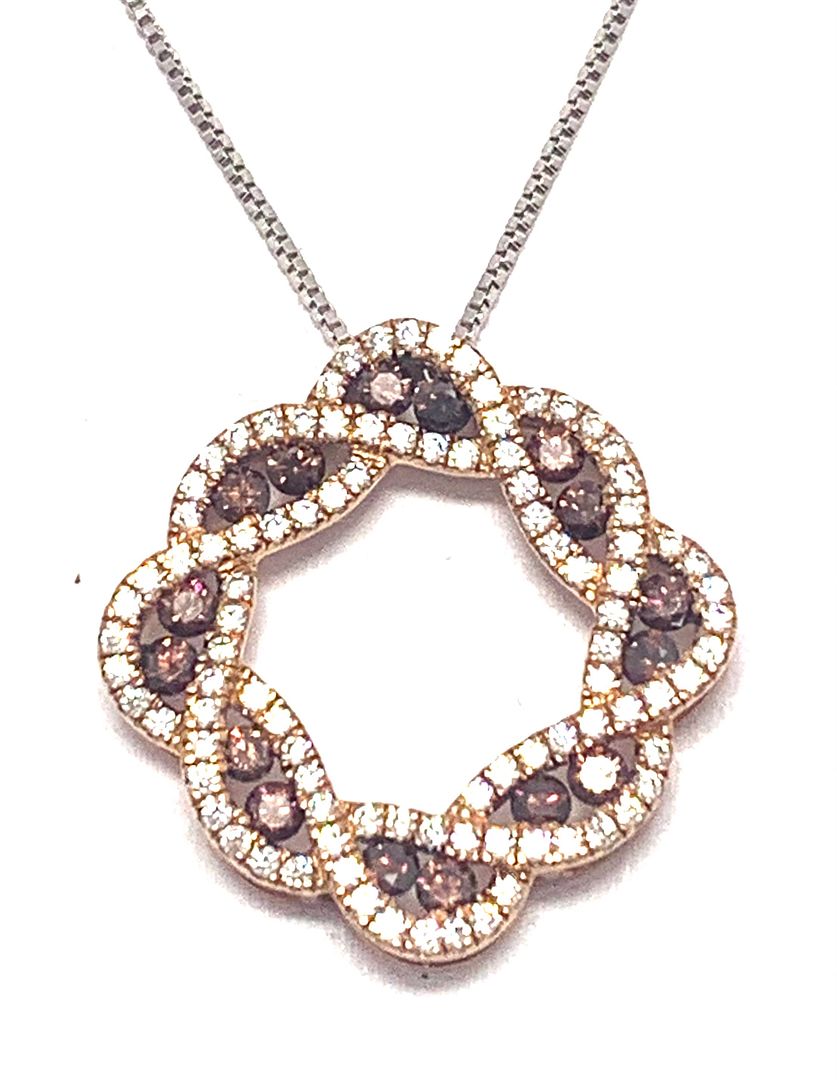 18k Gold & .925 Sterling Silver 2.00ctw Chocolate & White Diamonique Diamond Necklace