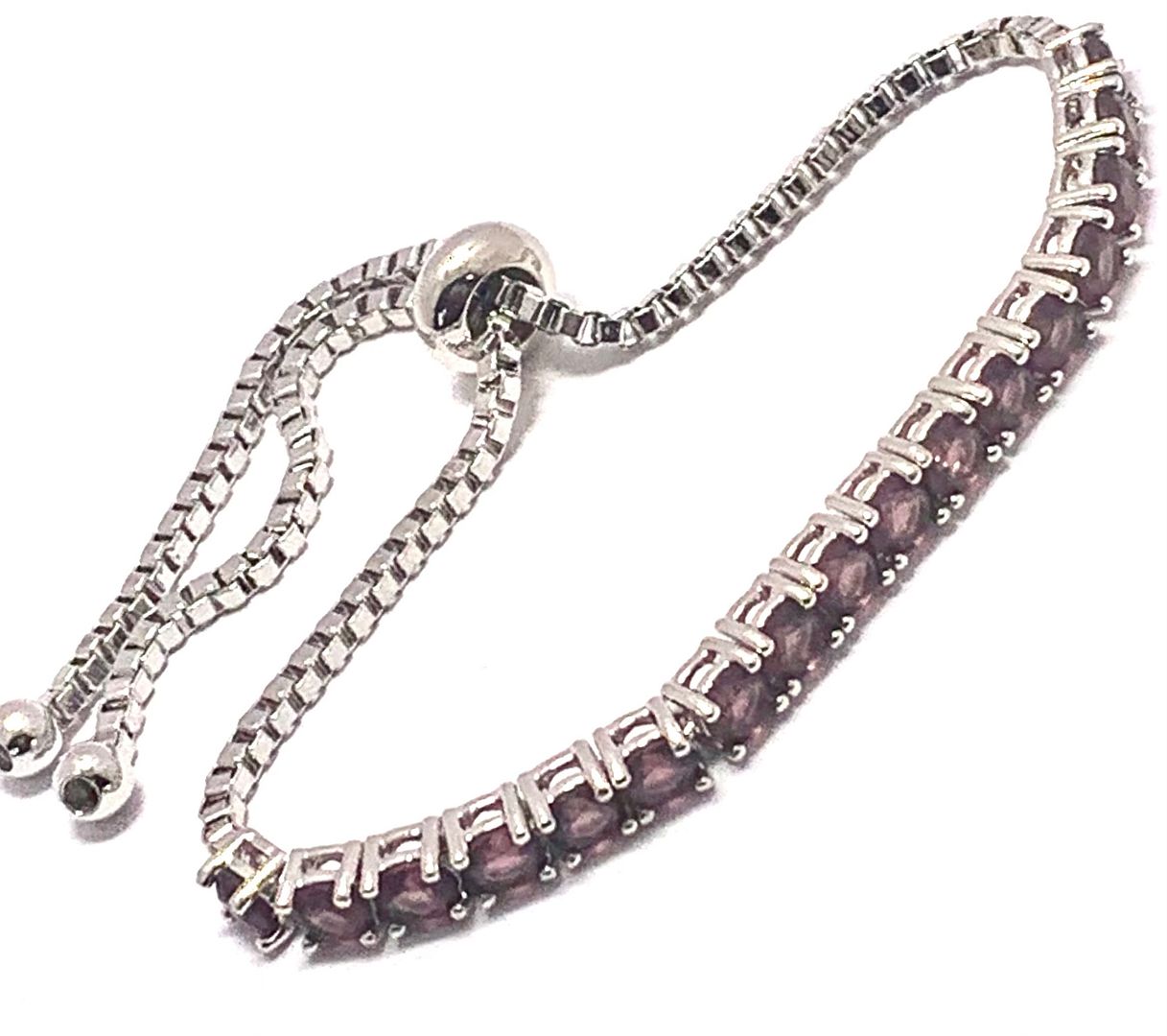 18k Gold Overlay 2.00ctw Amethyst Adjustable Tennis Bracelet