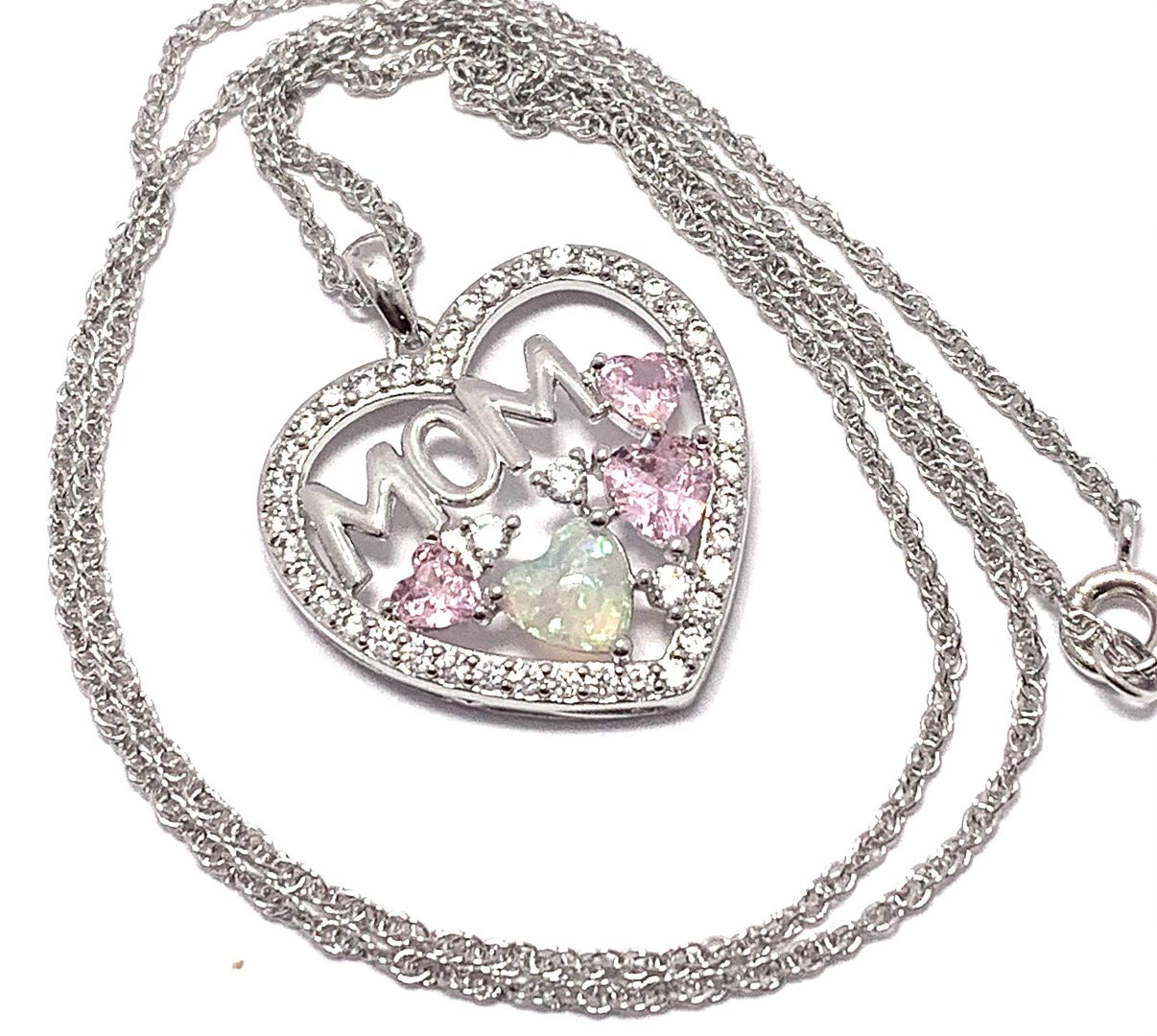 18k Gold Overlay 2.00ctw Multicolor Stones & Diamonique Diamond Heart Necklace