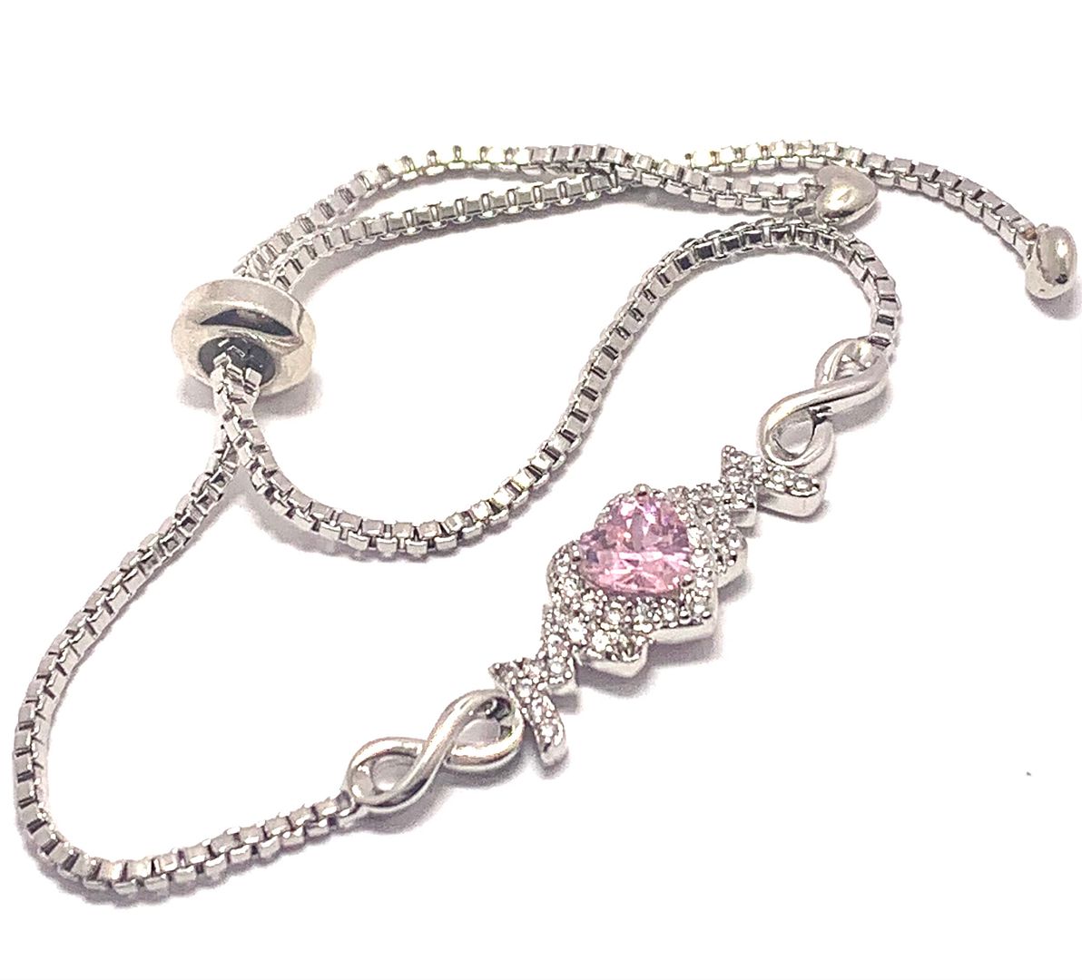 18k Gold Overlay 2.00ctw Pink Topaz & Diamonique Diamond Adjustable Tennis Bracelet