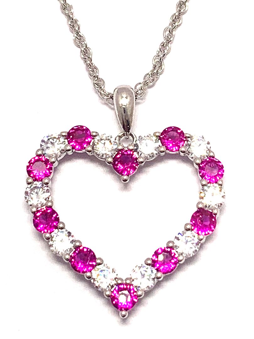 18k Gold Overlay 2.00ctw Ruby & Diamonique Diamonds Heart Necklace