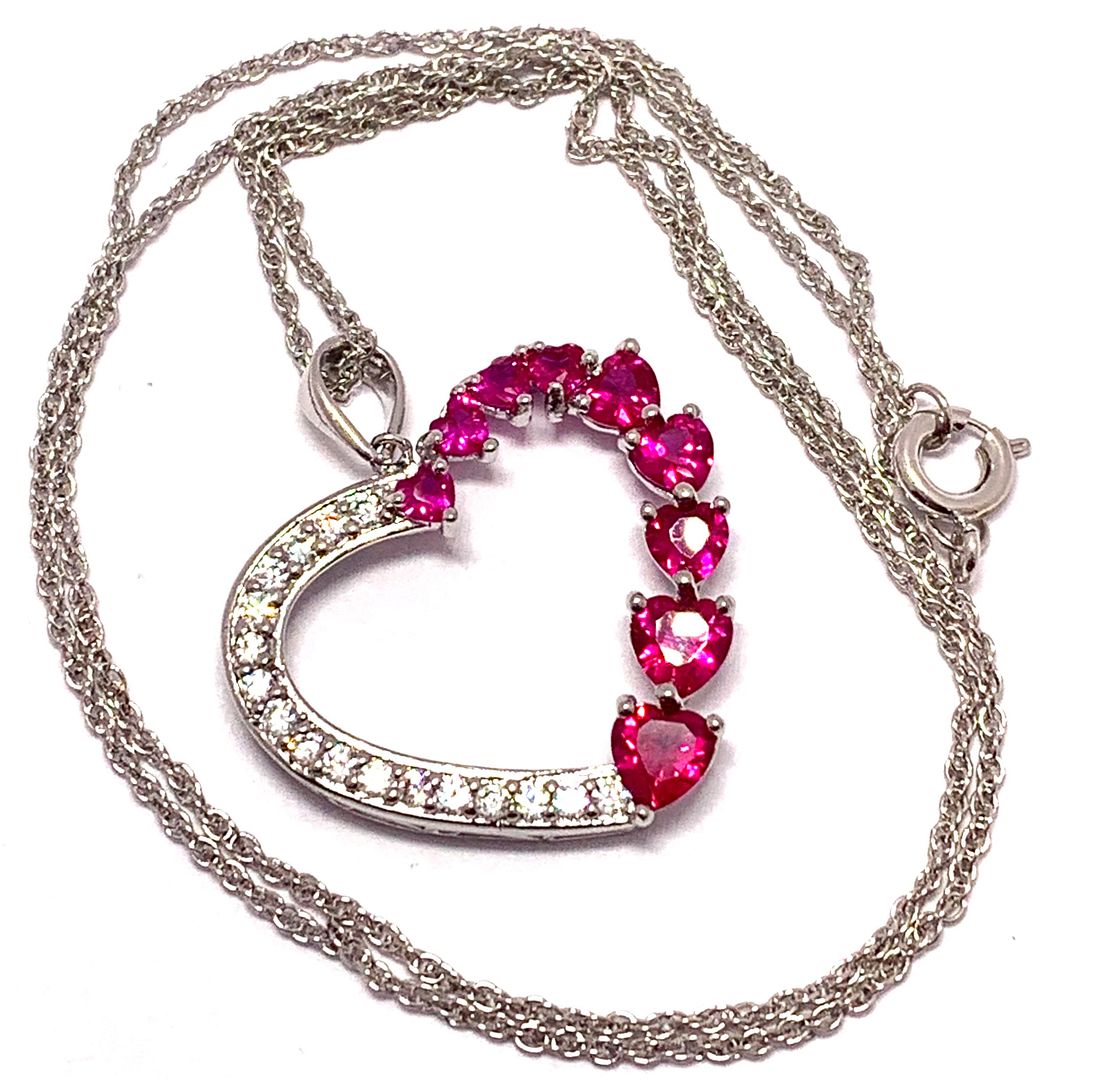 18k Gold Overlay 2.00ctw Ruby & Diamonique Diamonds Heart Necklace