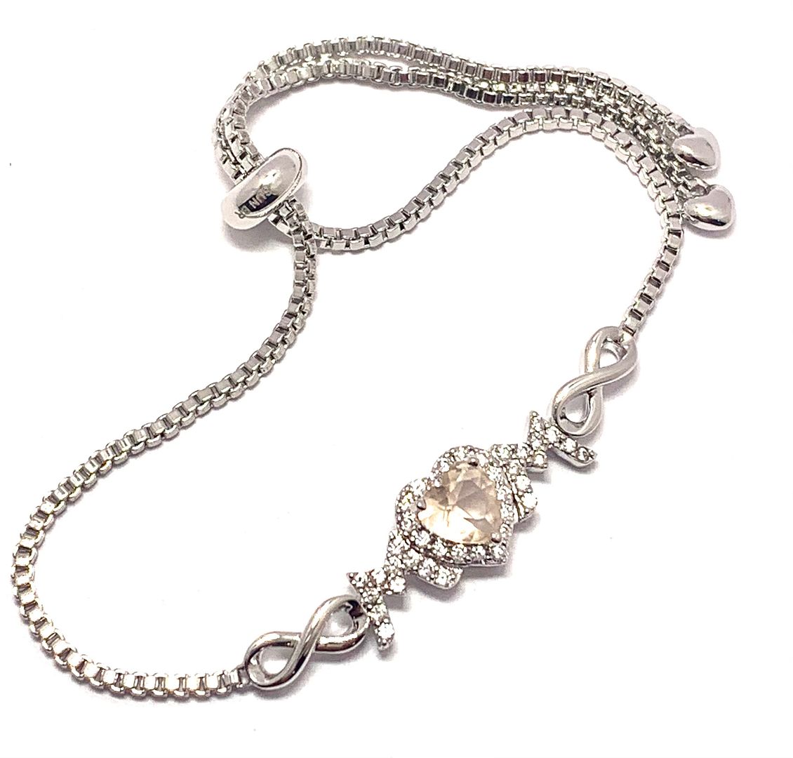 18k Gold Overlay 2.00ctw Yellow Quartz & Diamonique Diamond Adjustable Tennis Bracelet