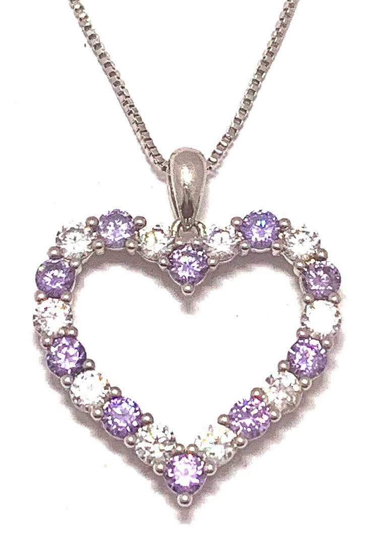 18k Gold Overlay 2.50ctw Lilac Amethyst & Diamonique Diamonds Heart Necklace