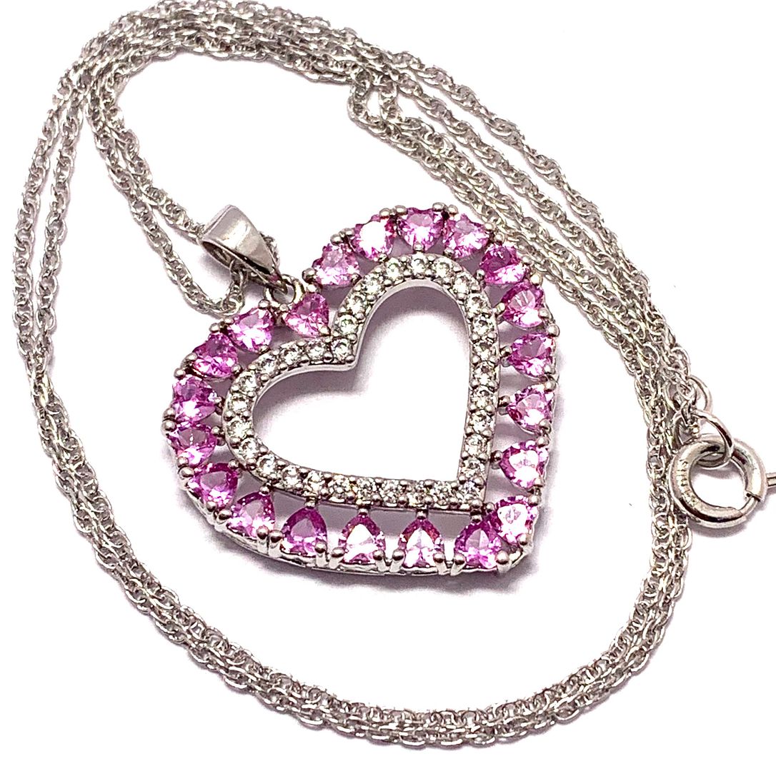 18k Gold Overlay 2.50ctw Pink Topaz & Diamonique Diamonds Heart Necklace