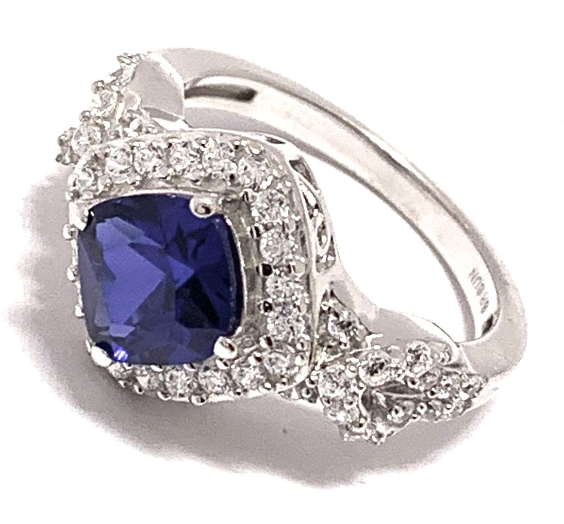 18k Gold Overlay 2.50ctw Sapphire & Diamonique Diamond Ring