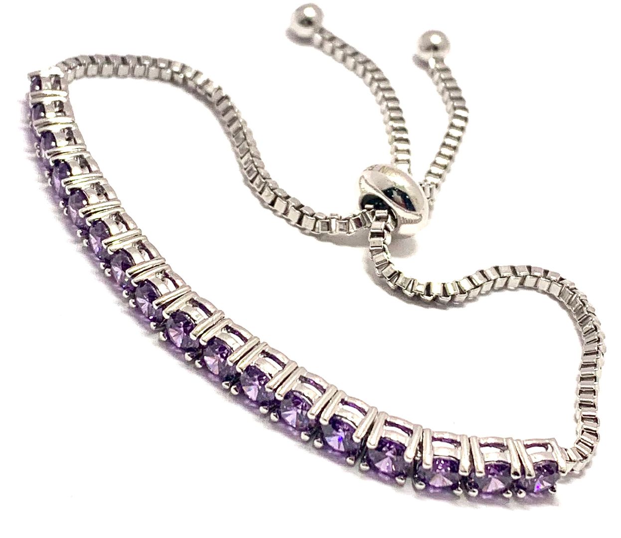 18k Gold Overlay 3.00ctw Amethyst Adjustable Tennise Bracelet