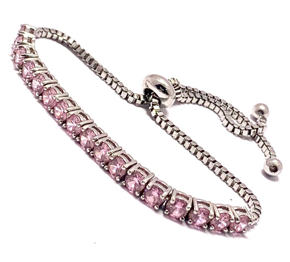18k Gold Overlay 3.00ctw Pink Topaz & Diamonique Diamond Tennis Bracelet