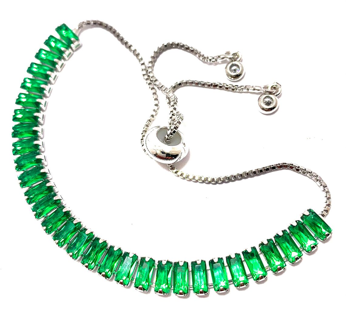 18K Gold Overlay 5.00ctw Emerald Adjustable Tennis Bracelet