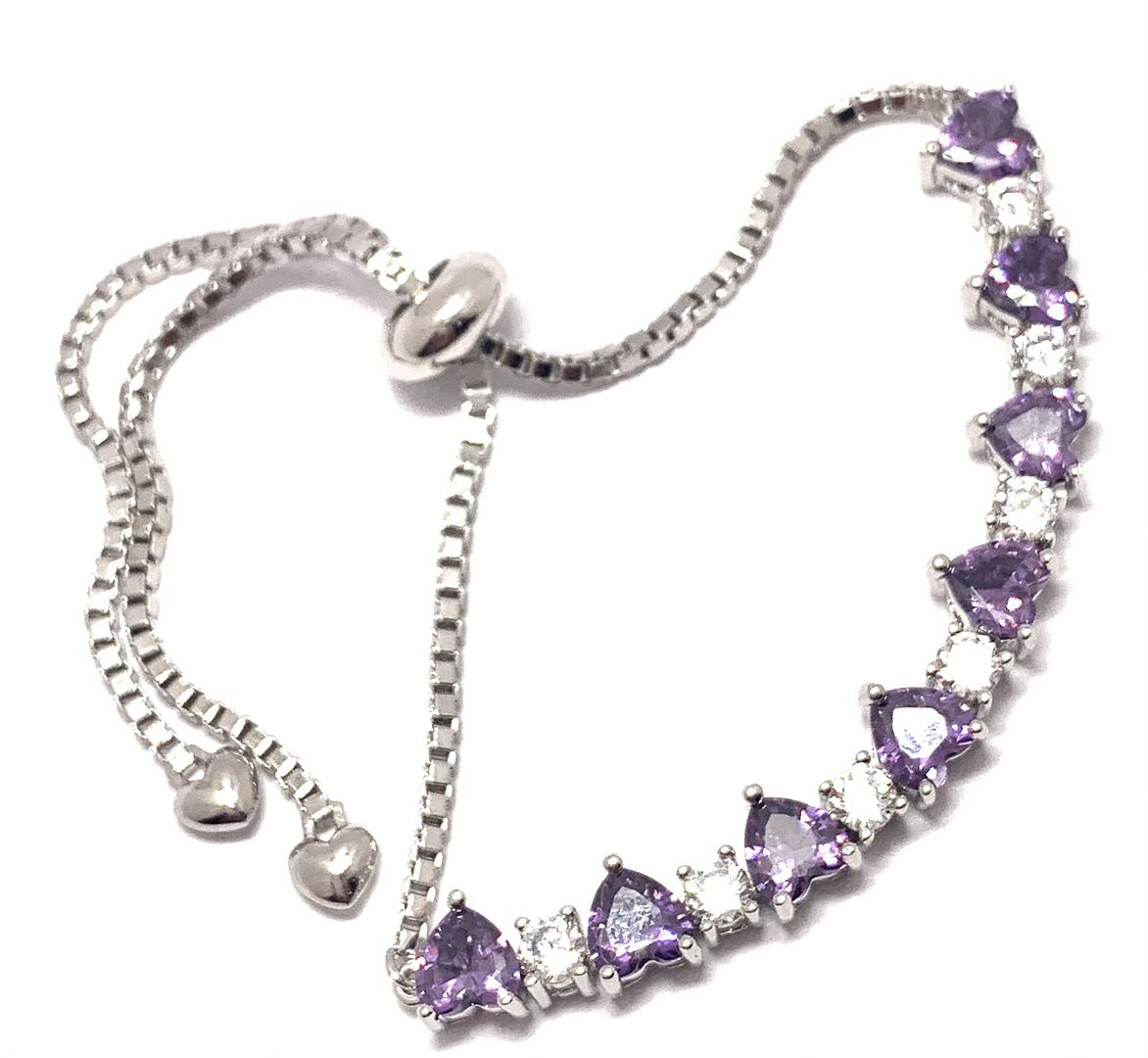 18k Gold Overlay 6.00ctw Amethyst & Diamonique Diamond Tennis Bracelet