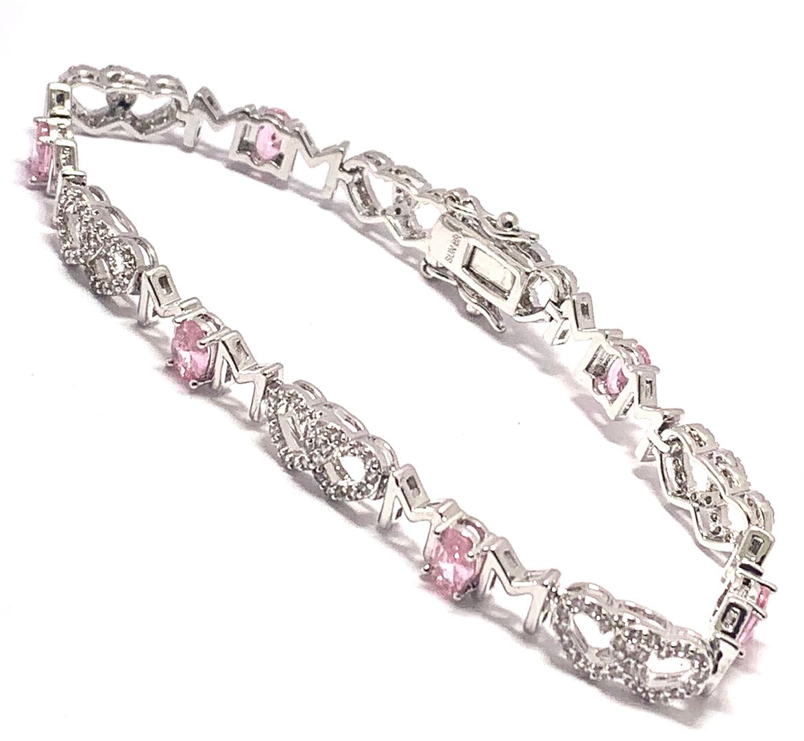 18k Gold Overlay 8.00ctw Pink Topaz & Diamonique Diamond Tennise Bracelet
