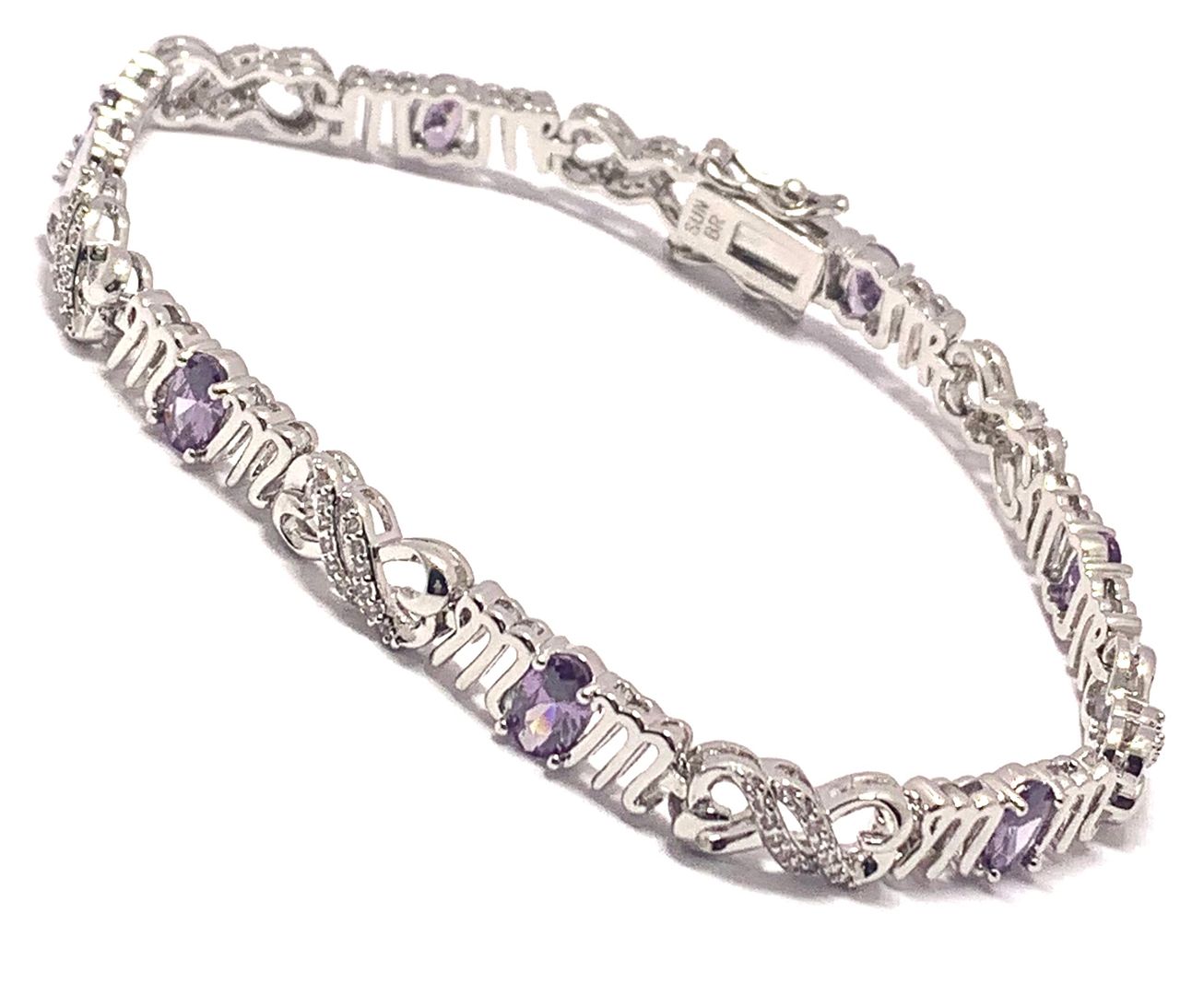 18k Gold Overlay 8.50ctw Amethyst & Diamonique Diamond Tennis Bracelet