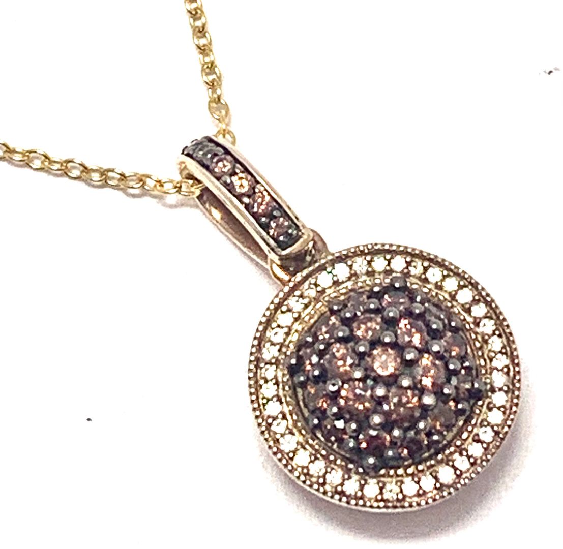 18k Rose Gold & .925 Sterling Silver 1.00ctw Chocolate & White Diamonique Diamond Necklace