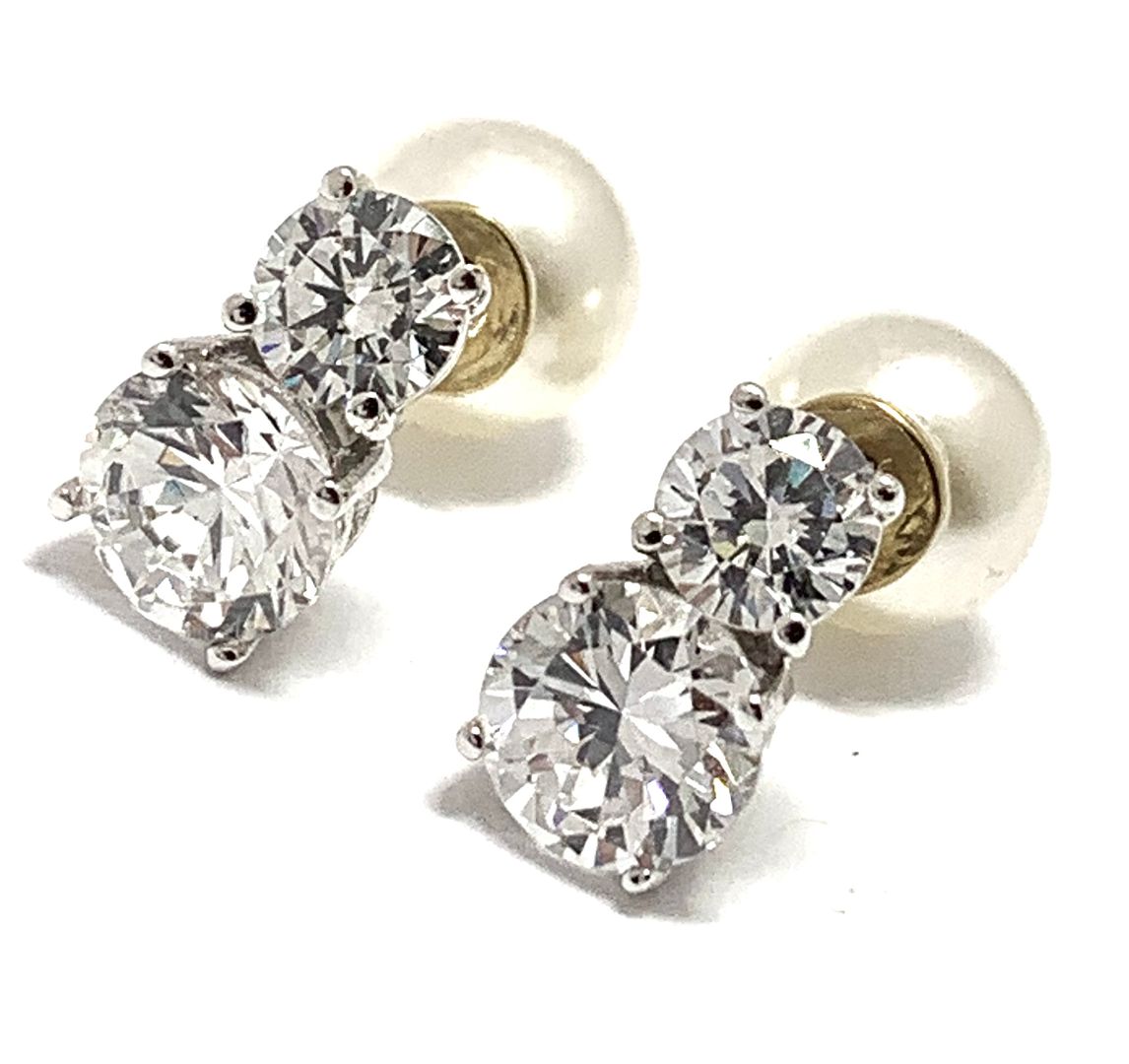 2 IN 1 Reversable Design .925 Sterling Silver 2.00ctw Diamonique