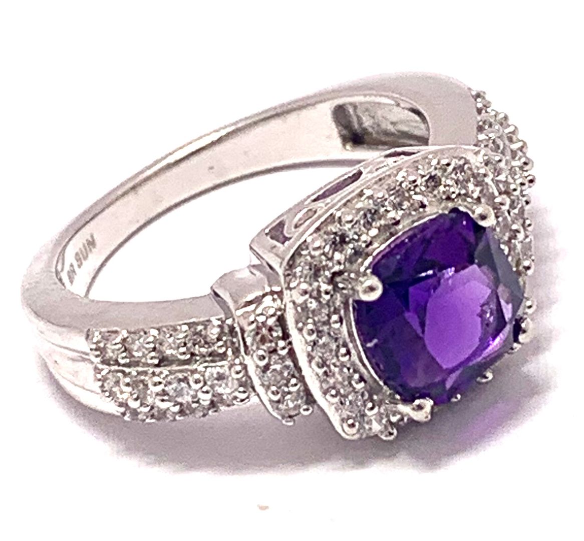 3.00ctw Amethyst & Diamonique Diamond Ring
