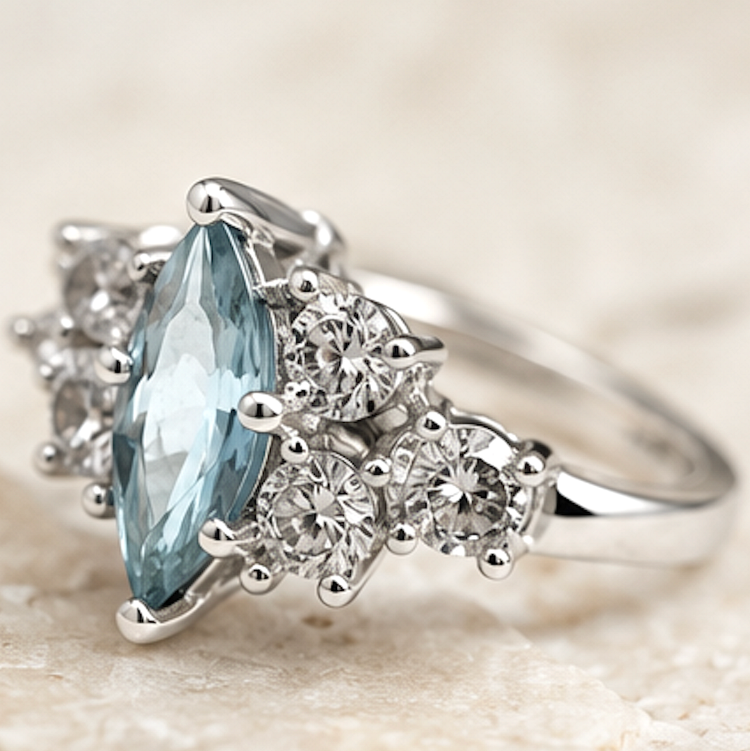 3.00ctw Diamonique Diamond & Blue Topaz Ring 6.5