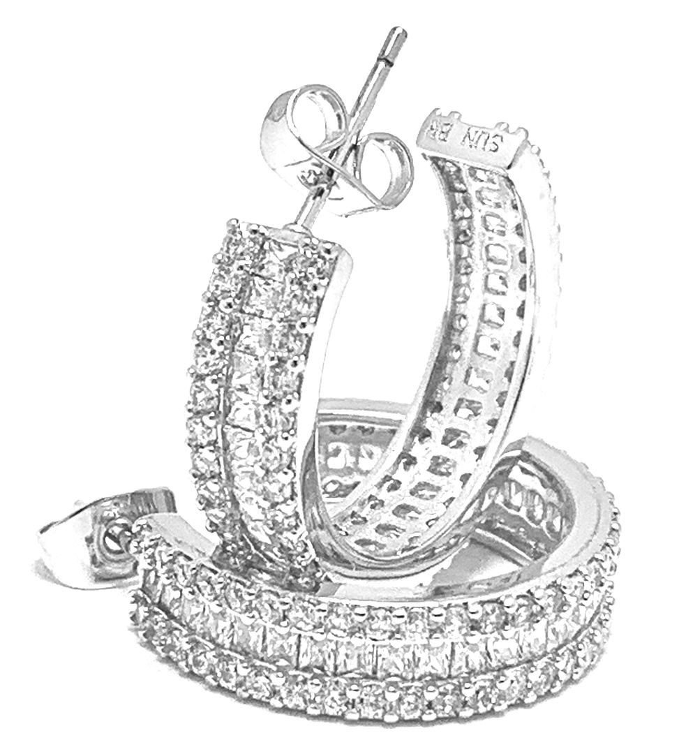 3.00ctw Diamonique Diamond Traditional Design Hoop Earrings