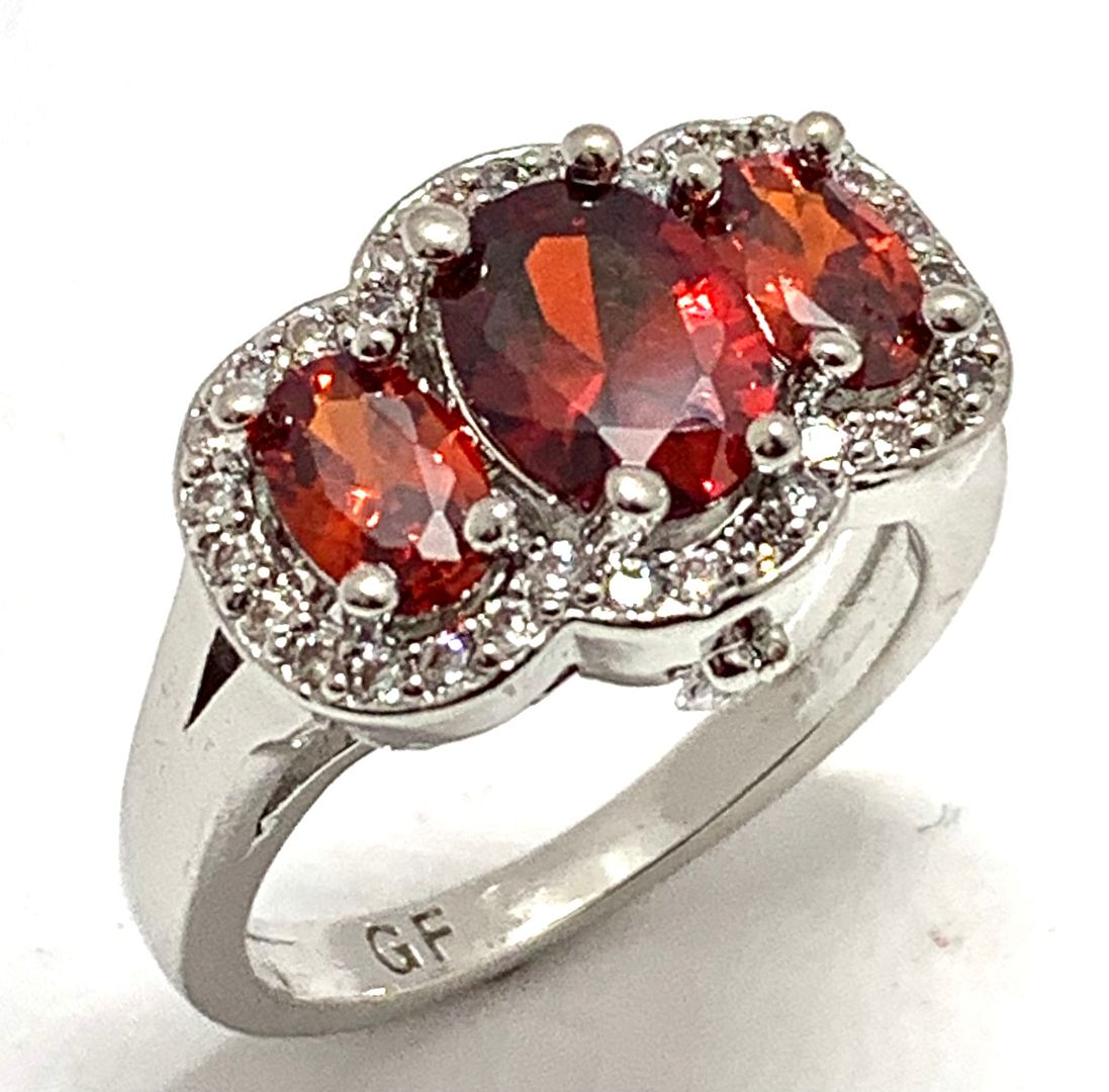 5.50ctw Garnet & Diamonique Diamond Anniversary Ring