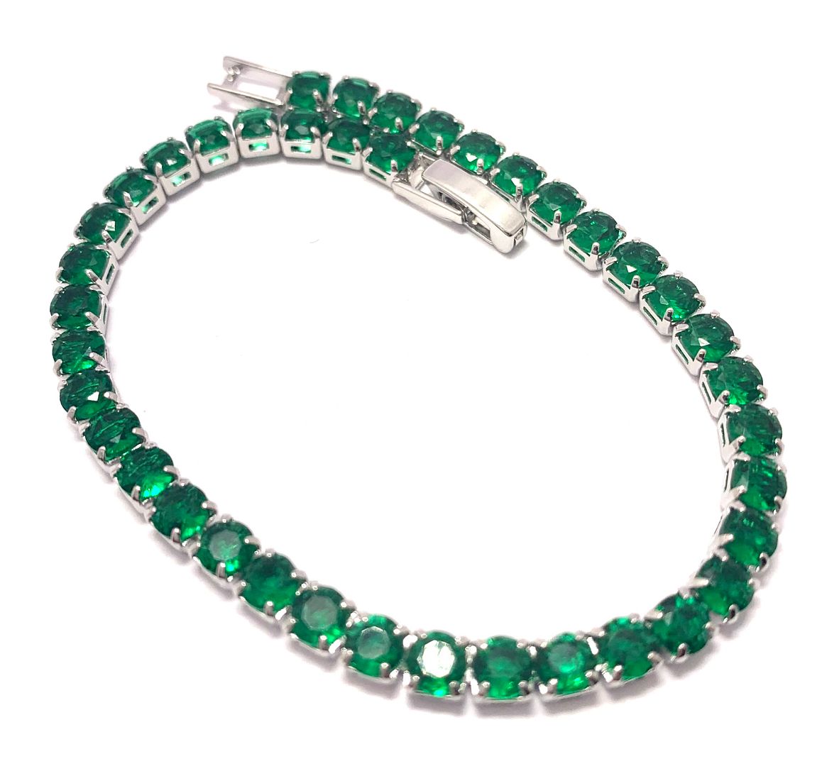 6.00ctw Emerald Tennis Bracelet 7.5” Long
