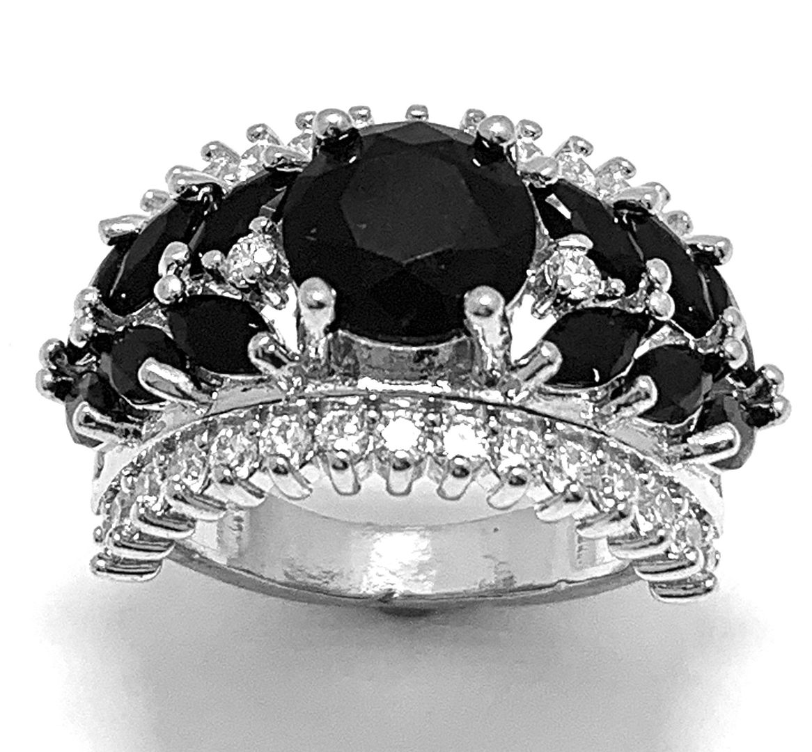 7.50ctw Black Spinel & Diamonique Diamond Ring