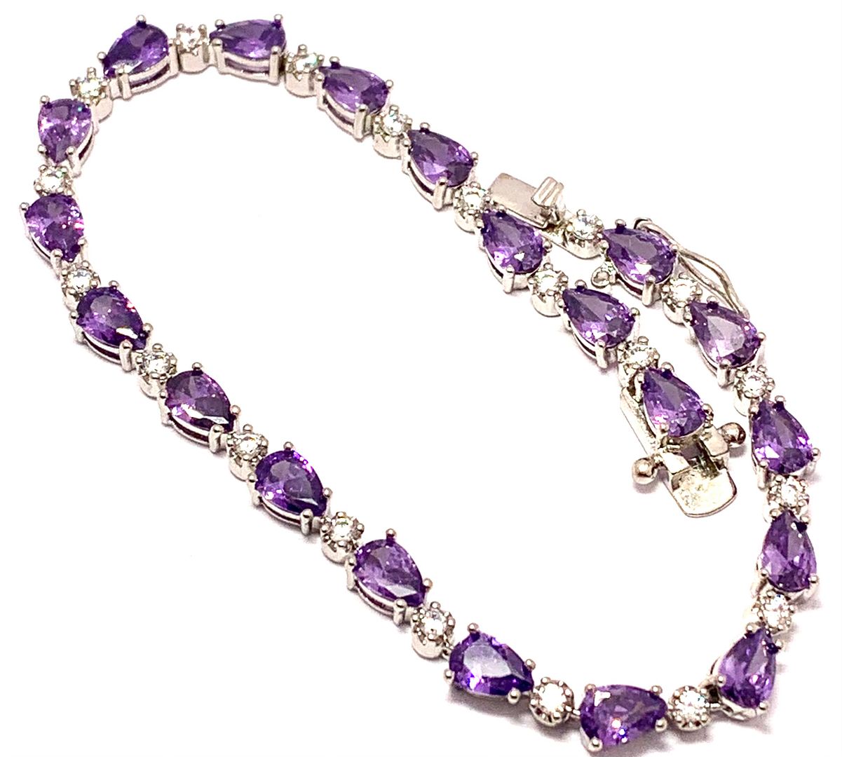 8.00ctw Amethyst & Diamonique Diamond Tennis Bracelet