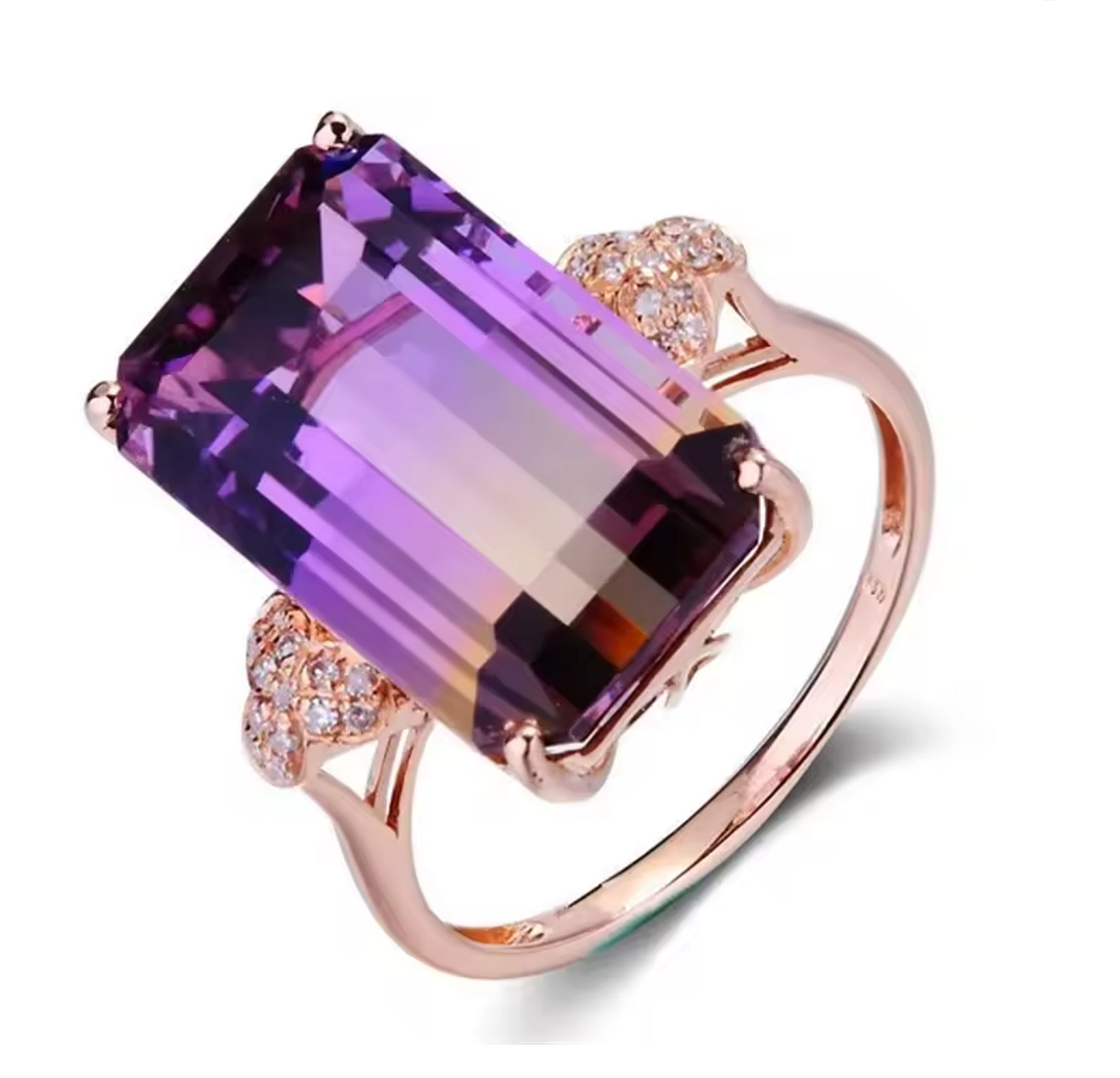8.10ctw Ametrine & CZ Fancy Ring Size 7