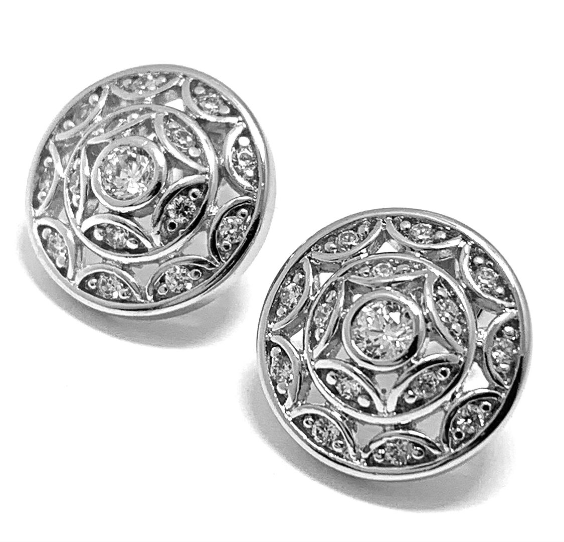 .  .925 Sterling Silver & 14k White Gold  0.75 ctw  Diamonique Diamonds  Stud Earrings