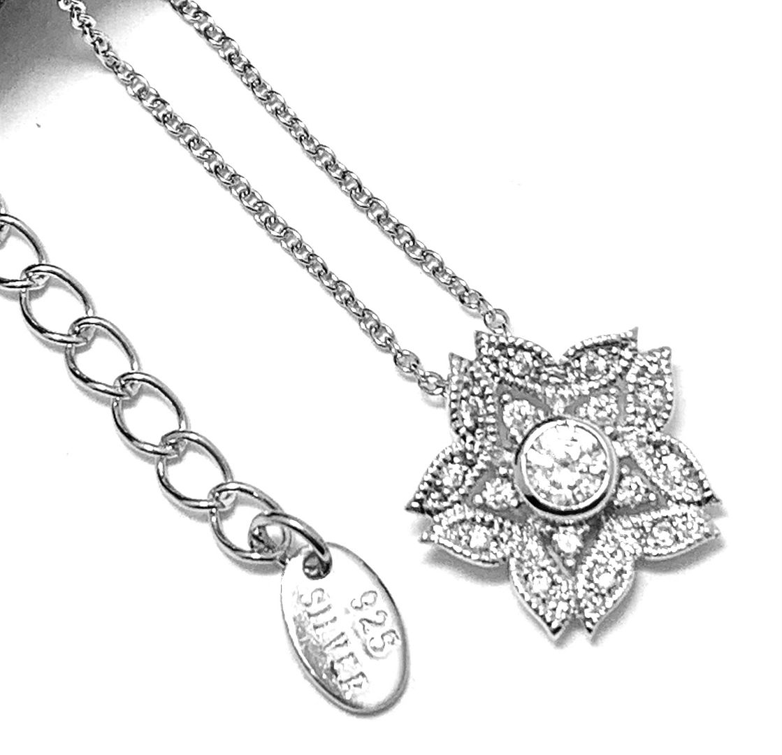 .925 Sterling Silver & 18k White Gold 0.25ctw Diamonique Diamond Necklace
