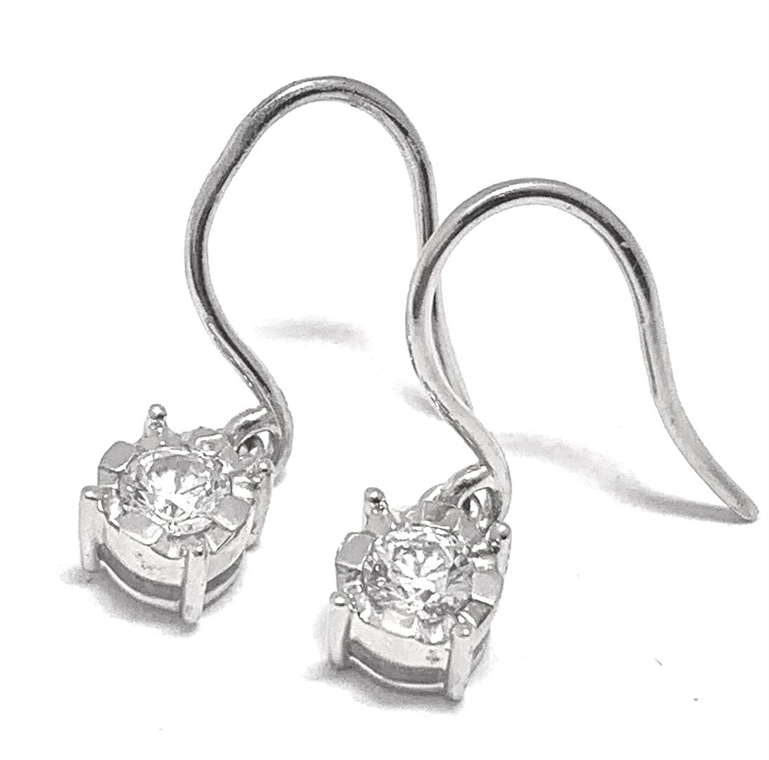 .925 Sterling Silver &18k White Gold 0.40ctw Diamonique Diamond Earrings