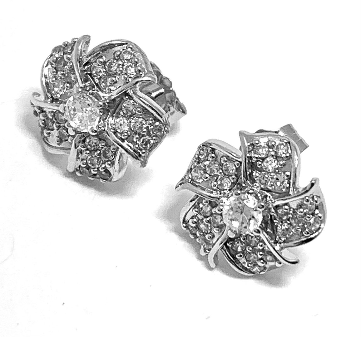 .925 Sterling Silver & 18k White Gold 0.40ctw Diamonique Diamond Stud Earrings